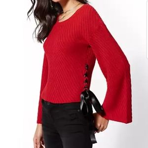 Side-Tie Ribbed-Knit Sweater